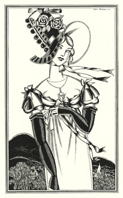 Illustratie voor Don Juan door Lord Byron: Een hoed, die het schone geslacht draagt door John Austen