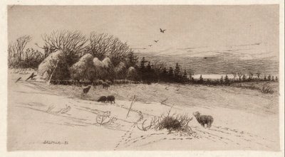 Schapen in de Sneeuw door John Austin Sands Monks