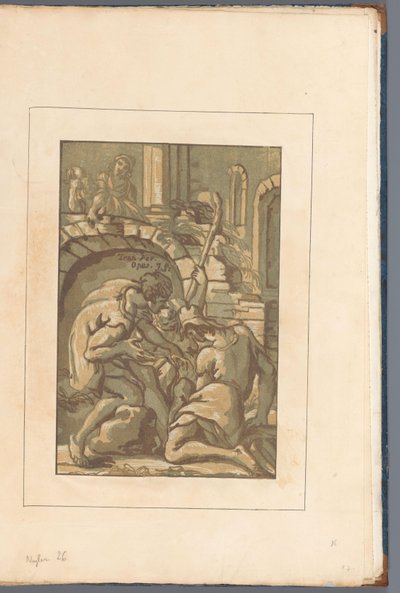 Drie figuren bij een boog door John B. Skippe