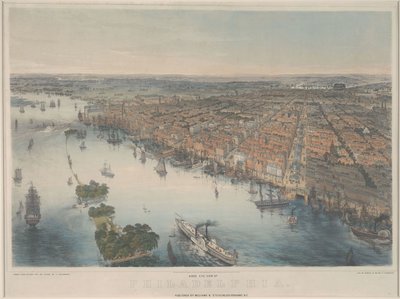 Vogelvlucht van Philadelphia, ca. 1850 door John Bachmann