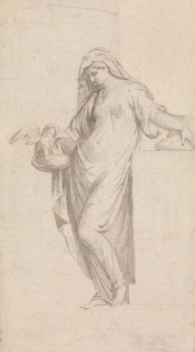 Allegorische vrouwelijke figuur: vroomheid met een nest pelikanen door John Bacon