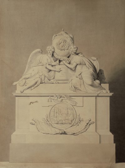 Ontwerp voor het monument voor kapiteins Harvey en Hutt in Westminster Abbey, ca. 1804 door John Bacon