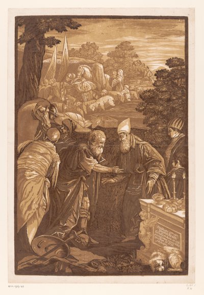 Abraham en Melchisedek door John Baptist Jackson