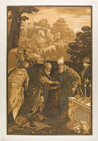 Melchisedech zegent Abraham, uit Opera Selectoria door John Baptist Jackson