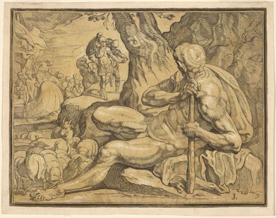Ulysses en Polyphemus door John Baptist Jackson, after Francesco Primaticcio
