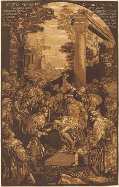 De Opwekking van Lazarus door John Baptist Jackson after Leandro Bassano