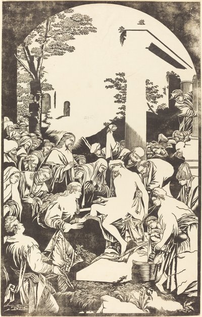 De Opwekking van Lazarus door John Baptist Jackson after Leandro Bassano