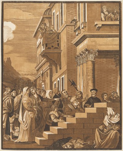 Presentatie van de Maagd in de Tempel (Middenpaneel) door John Baptist Jackson after Titian