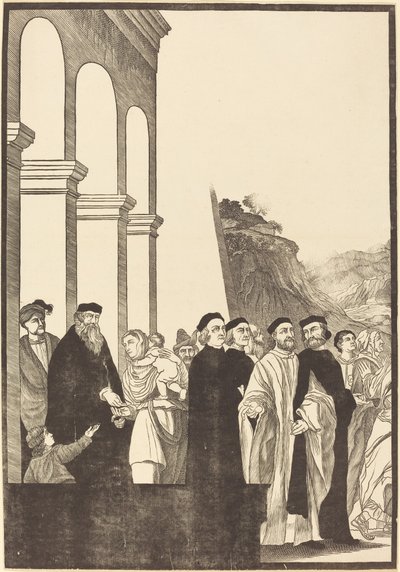 Presentatie van de Maagd in de Tempel [linker plaat] door John Baptist Jackson after Titian