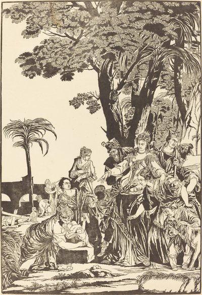 De Vondst van Mozes door John Baptist Jackson after Veronese