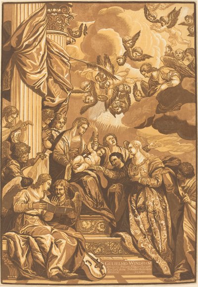 Het Mystieke Huwelijk van Sint-Catharina door John Baptist Jackson after Veronese
