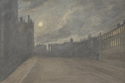 Broad Street, Oxford, volle maan, 1790 door John Baptist Malchair