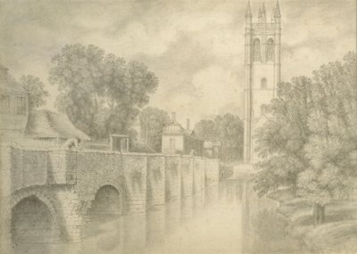 Magdalenbrug en toren, 18e eeuw door John Baptist Malchair