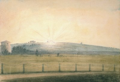 Zonsondergang gezien vanaf het observatorium in Oxford, 20 december 1784 door John Baptist Malchair