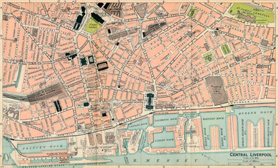 Centraal Liverpool, 20e eeuw door John Bartholomew