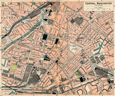 Centraal Manchester, 20e Eeuw door John Bartholomew