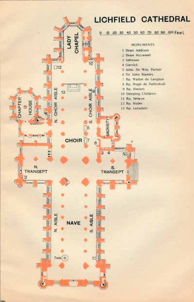 Kathedraal van Lichfield, 20e eeuw door John Bartholomew