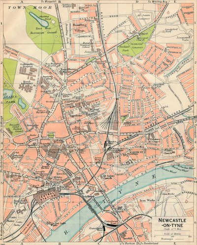 Newcastle-on-Tyne, 20e eeuw door John Bartholomew