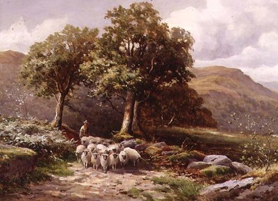 Landschap met een Kudde Schapen door John Bates Noel