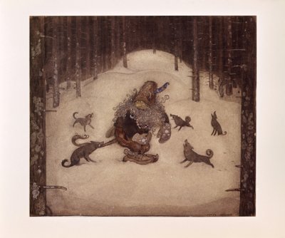 John Bauer, Trol en wolven door John Bauer
