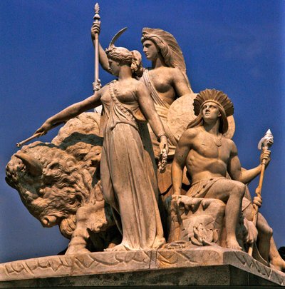 Amerika, beeldengroep van het Albert Memorial door John Bell