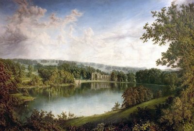 Newstead Abbey, Nottinghamshire, vanaf het bovenmeer, 1866 door John Bell