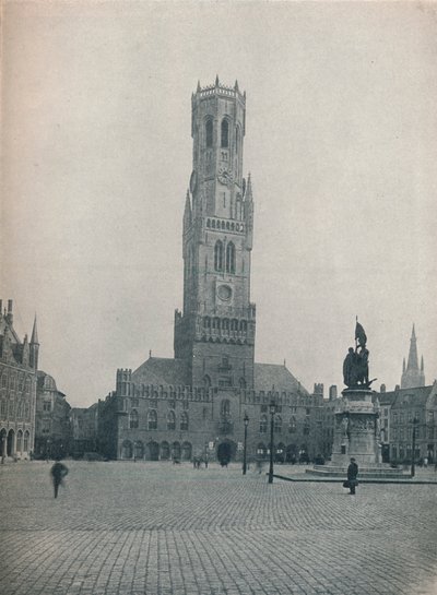 De Markt en het Belfort, Brugge, België ca 1900 door John Benjamin Stone