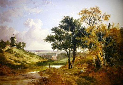 Landschap met een Windmolen door John Berney Ladbrooke