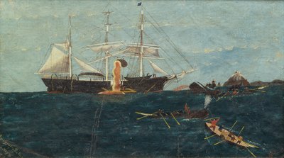 Bark Bounding Billow, ca.1892 (olieverf op doek) door John Bertoncini