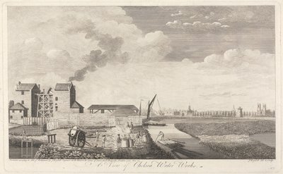 Gezicht op de waterwerken van Chelsea door John Boydell