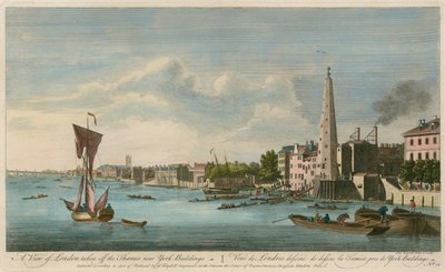 Een uitzicht op Londen vanaf de Theems bij York Buildings door John Boydell