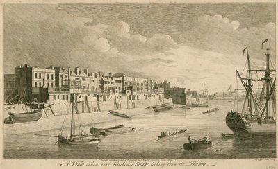 Een uitzicht genomen nabij Limehouse Bridge, kijkend over de Theems door John Boydell