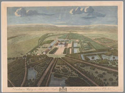 Gezicht op Dunham Massey in Cheshire door John Boydell