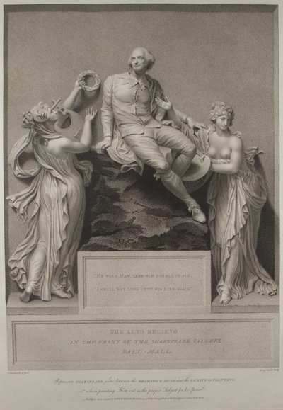 Shakespeare met de Muze van Literatuur en de Genius van Schilderkunst, 1803 door John Boydell