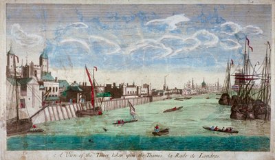 Uitzicht op de Tower of London met boten op de rivier de Theems door John Boydell