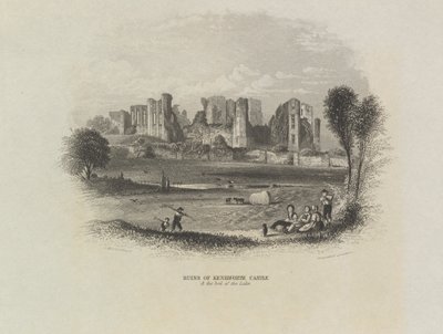 Ruïnes van Kenilworth Kasteel en Bed van het Meer door John Brandard
