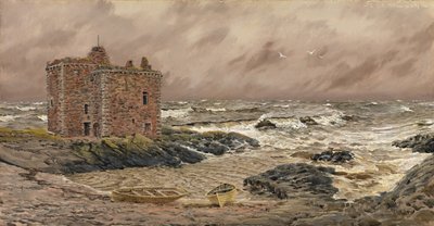 Zuid-oostelijke storm bij Portencross Castle, 1886 door John Brett