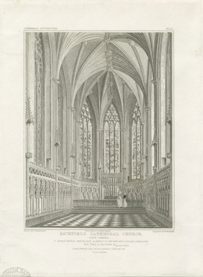 Interieur van de Kathedraal van Lichfield - Lady Chapel: gravure, nd [ca. 1820] (prent) door John Britton