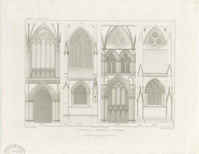 Interieur van Lichfield Cathedral - Schip en Koor door John Britton