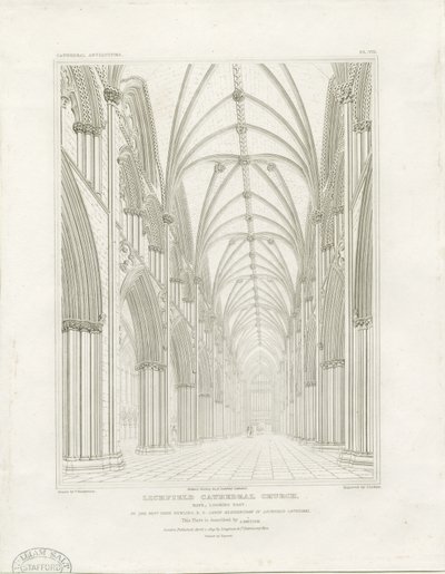 Interieur van Lichfield Cathedral - Schip door John Britton