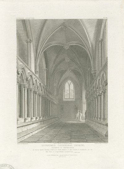 Interieur van Lichfield Kathedraal - Vestibule van de Kapittelzaal: gravure door John Britton