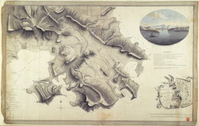Plan van de omgeving van English Harbour en Monks Hill op het eiland Antigua, onderzocht en getekend door John Brown, landmeter en tekenaar van het leger in West-Indië door John Brown