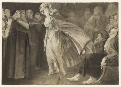 Vrouw staande tussen de broeders (recto) door John Brown