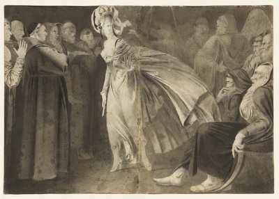 Vrouw staand tussen de monniken recto, c. 1770-1775 door John Brown