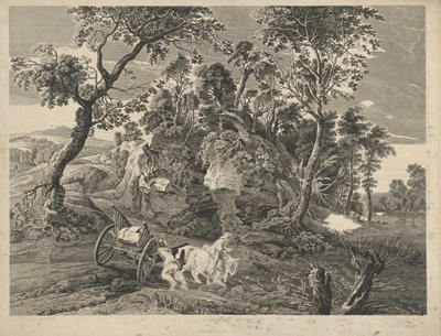 Landschap met Wagen door John Browne after Sir Peter Paul Rubens