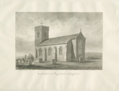 Bagnall Kerk: sepia tekening, 1848 door John Buckler