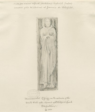Blithfield Kerk - monumentale beeltenis: getinte tekening, 1823 door John Buckler