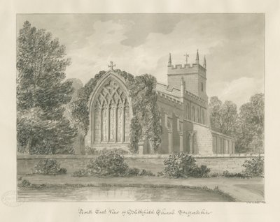 Blithfield Kerk: sepia tekening door John Buckler