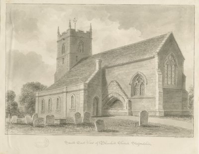 Blymhill Kerk: sepia tekening door John Buckler