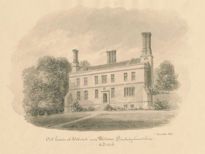 Buckinghamshire - Wellwick - Oud Huis: sepia tekening, 1837 door John Buckler